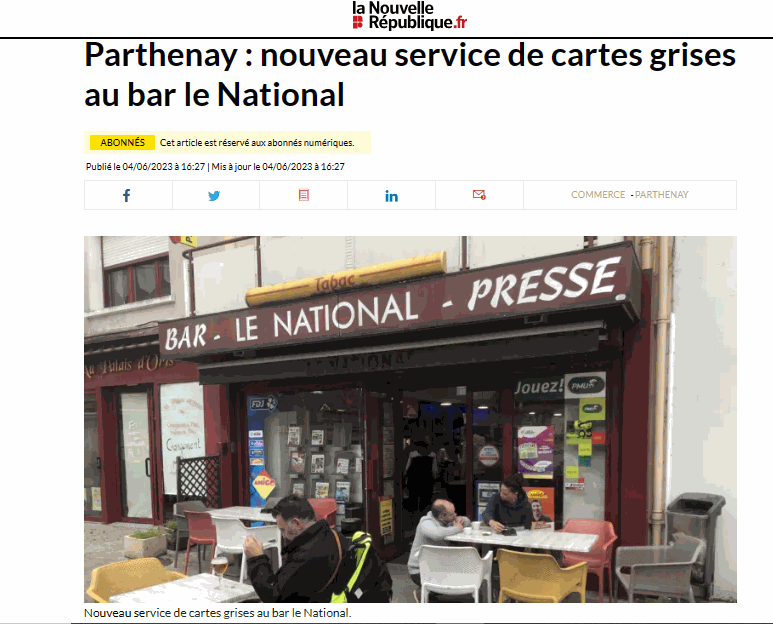 Le Tabac le National propose un service carte grise 